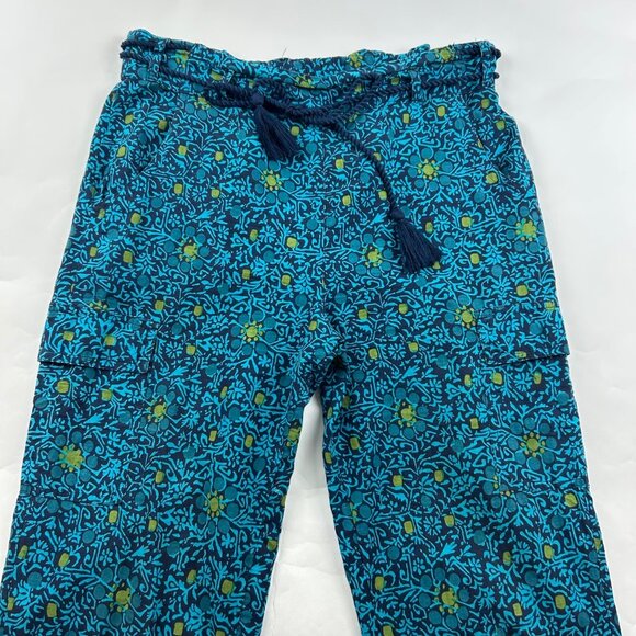 Sundance Turquoise Print Lightweight Cotton Slim Leg Cargo Lounge Pant S - Picture 2 of 7